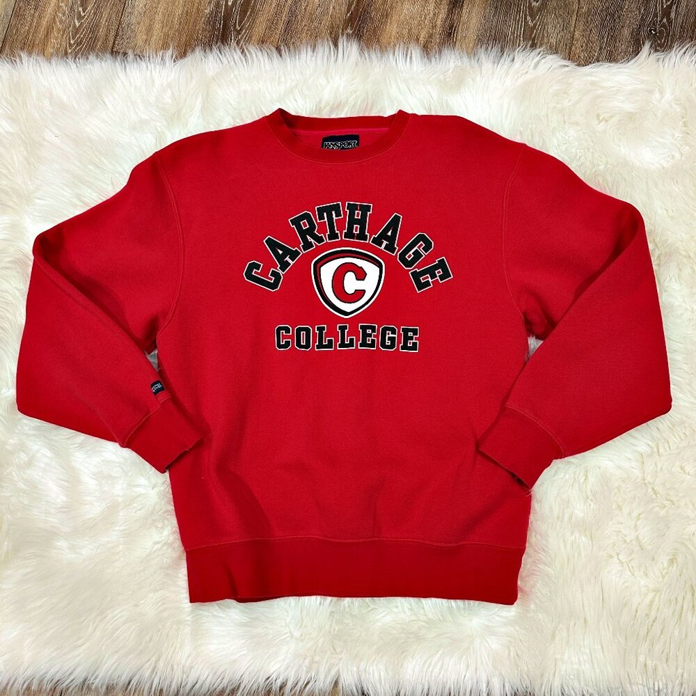 Jansport Carthage College Sweatshirt Mens L Red Y2K Collegiate Campus Crewneck